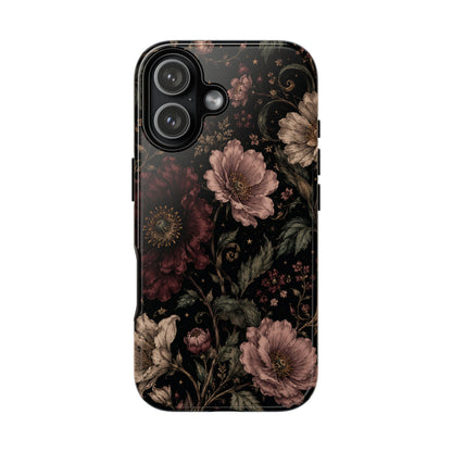 Floral Phone Case — Vintage Dark Botanical Protective Cover