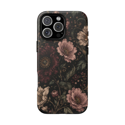 Floral Phone Case — Vintage Dark Botanical Protective Cover