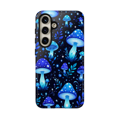 Blue Glowing Mushrooms Phone Case — Psychedelic Fungi Tough Case