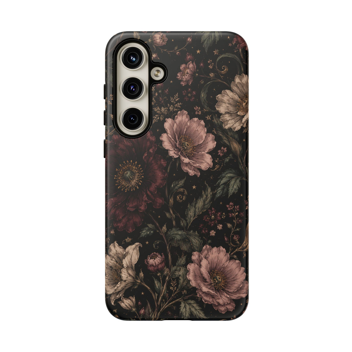 Floral Phone Case — Vintage Dark Botanical Protective Cover