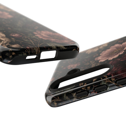 Floral Phone Case — Vintage Dark Botanical Protective Cover