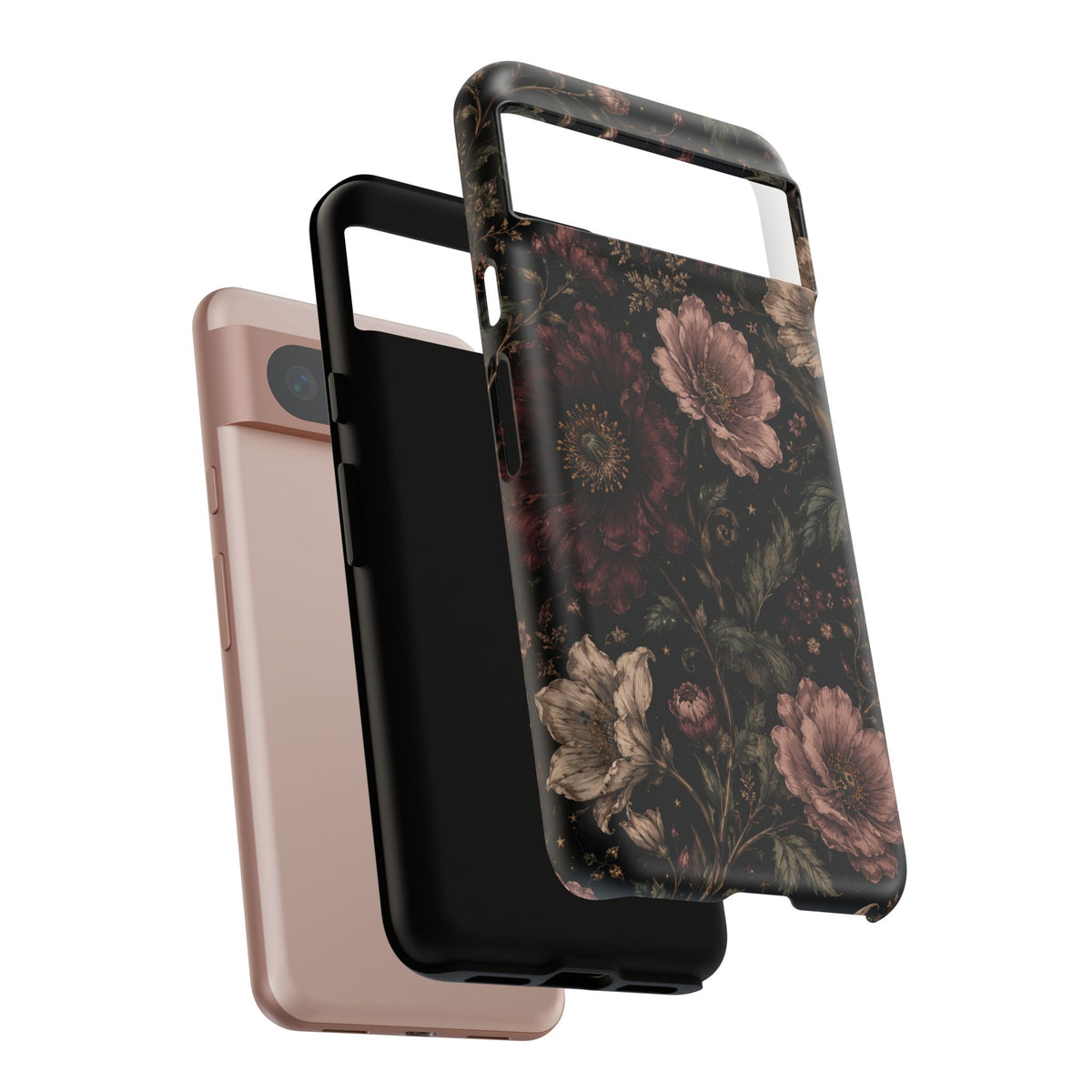 Floral Phone Case — Vintage Dark Botanical Protective Cover