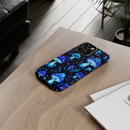 Blue Glowing Mushrooms Phone Case — Psychedelic Fungi Tough Case