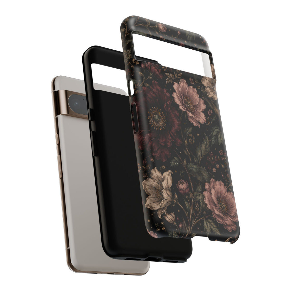 Floral Phone Case — Vintage Dark Botanical Protective Cover