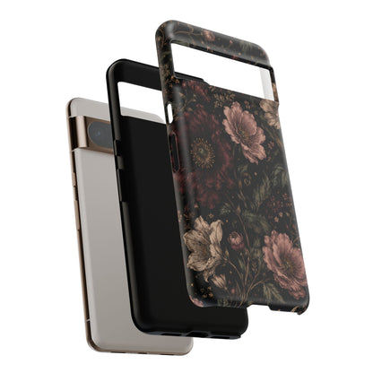 Floral Phone Case — Vintage Dark Botanical Protective Cover
