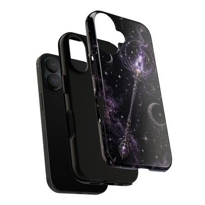 Celestial Magic Wand Phone Case — Mystic Moon & Stars Galaxy Tough Case
