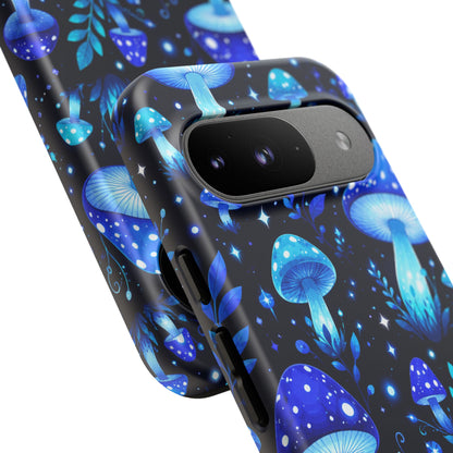 Blue Glowing Mushrooms Phone Case — Psychedelic Fungi Tough Case