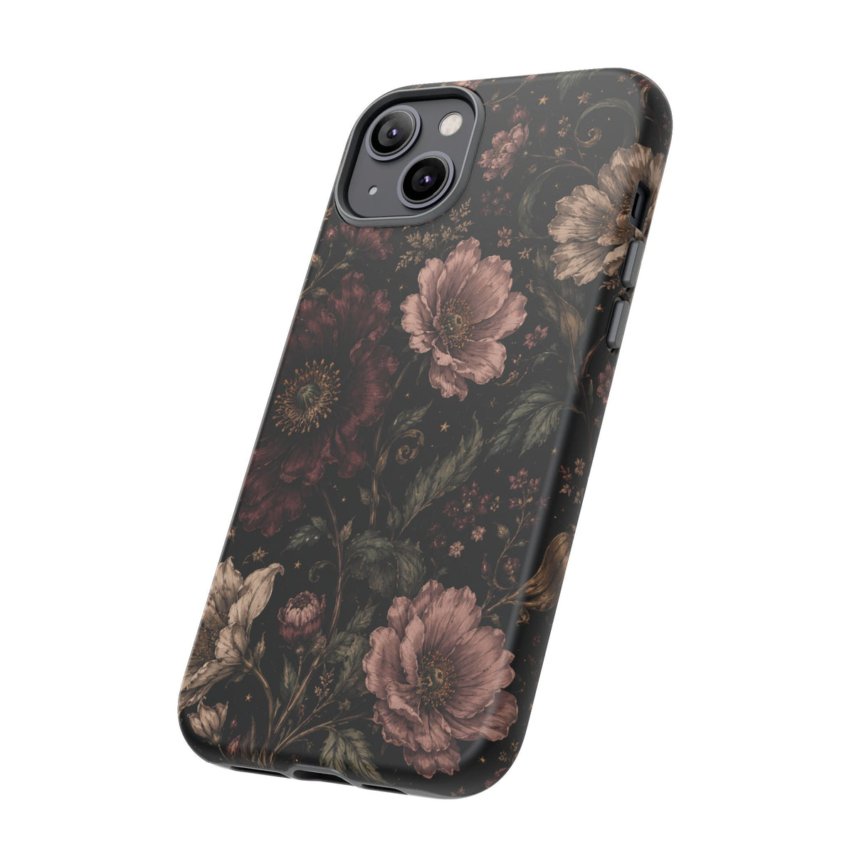 Floral Phone Case — Vintage Dark Botanical Protective Cover