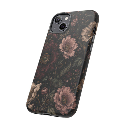 Floral Phone Case — Vintage Dark Botanical Protective Cover