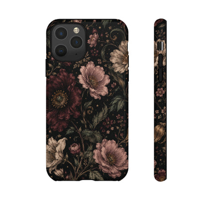 Floral Phone Case — Vintage Dark Botanical Protective Cover