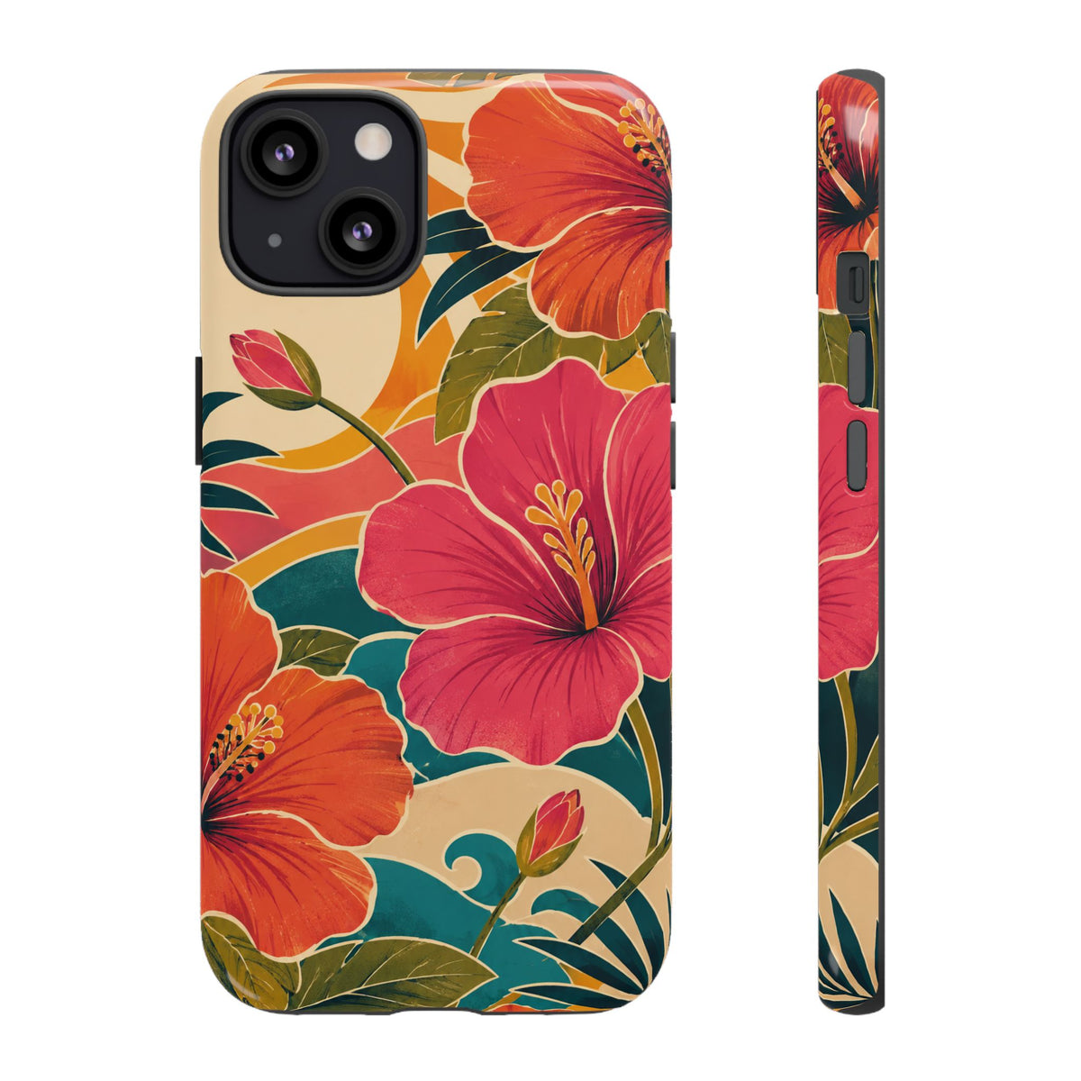 Tropical Floral Tough Phone Case — Sunset Vibes  Protective Cover