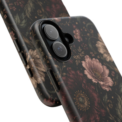 Floral Phone Case — Vintage Dark Botanical Protective Cover