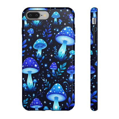 Blue Glowing Mushrooms Phone Case — Psychedelic Fungi Tough Case