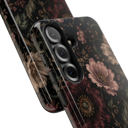 Floral Phone Case — Vintage Dark Botanical Protective Cover