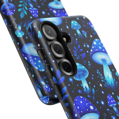Blue Glowing Mushrooms Phone Case — Psychedelic Fungi Tough Case