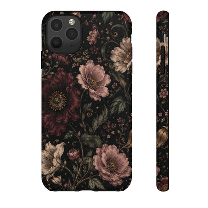 Floral Phone Case — Vintage Dark Botanical Protective Cover
