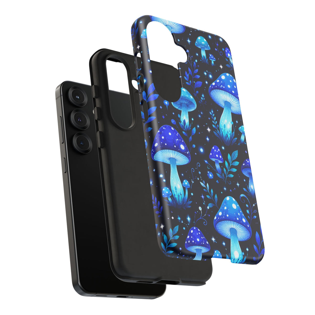 Blue Glowing Mushrooms Phone Case — Psychedelic Fungi Tough Case