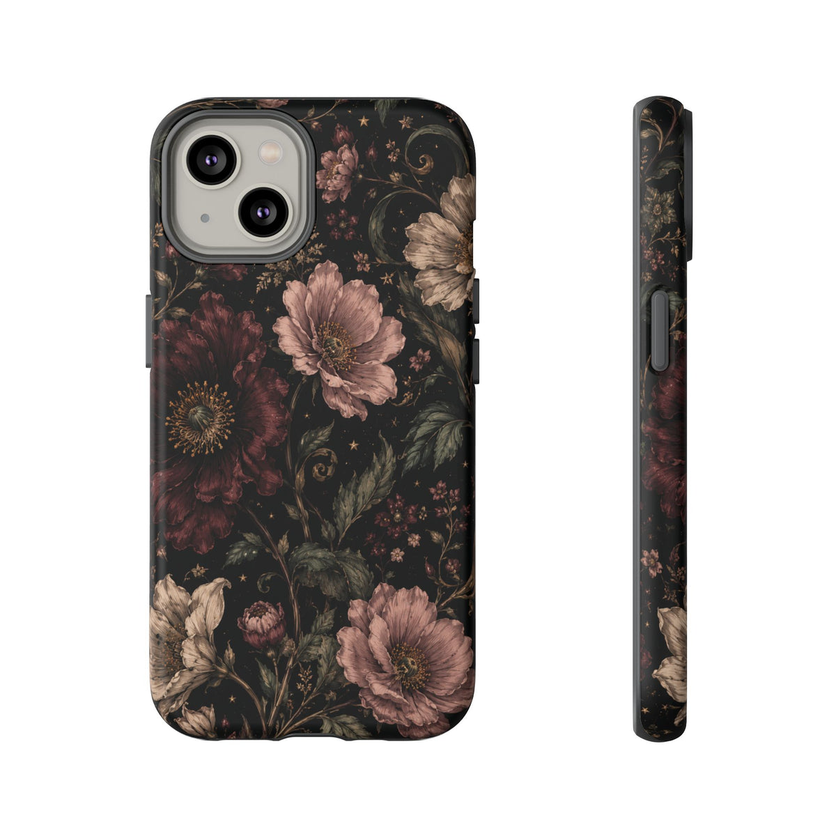 Floral Phone Case — Vintage Dark Botanical Protective Cover