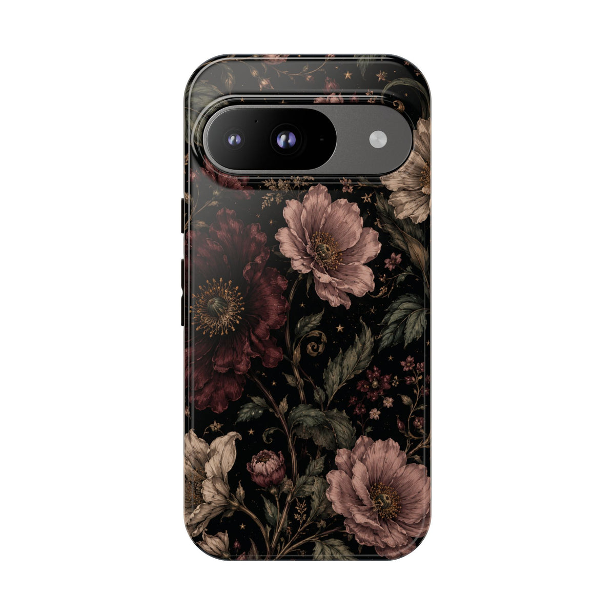 Floral Phone Case — Vintage Dark Botanical Protective Cover