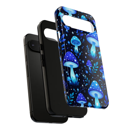 Blue Glowing Mushrooms Phone Case — Psychedelic Fungi Tough Case