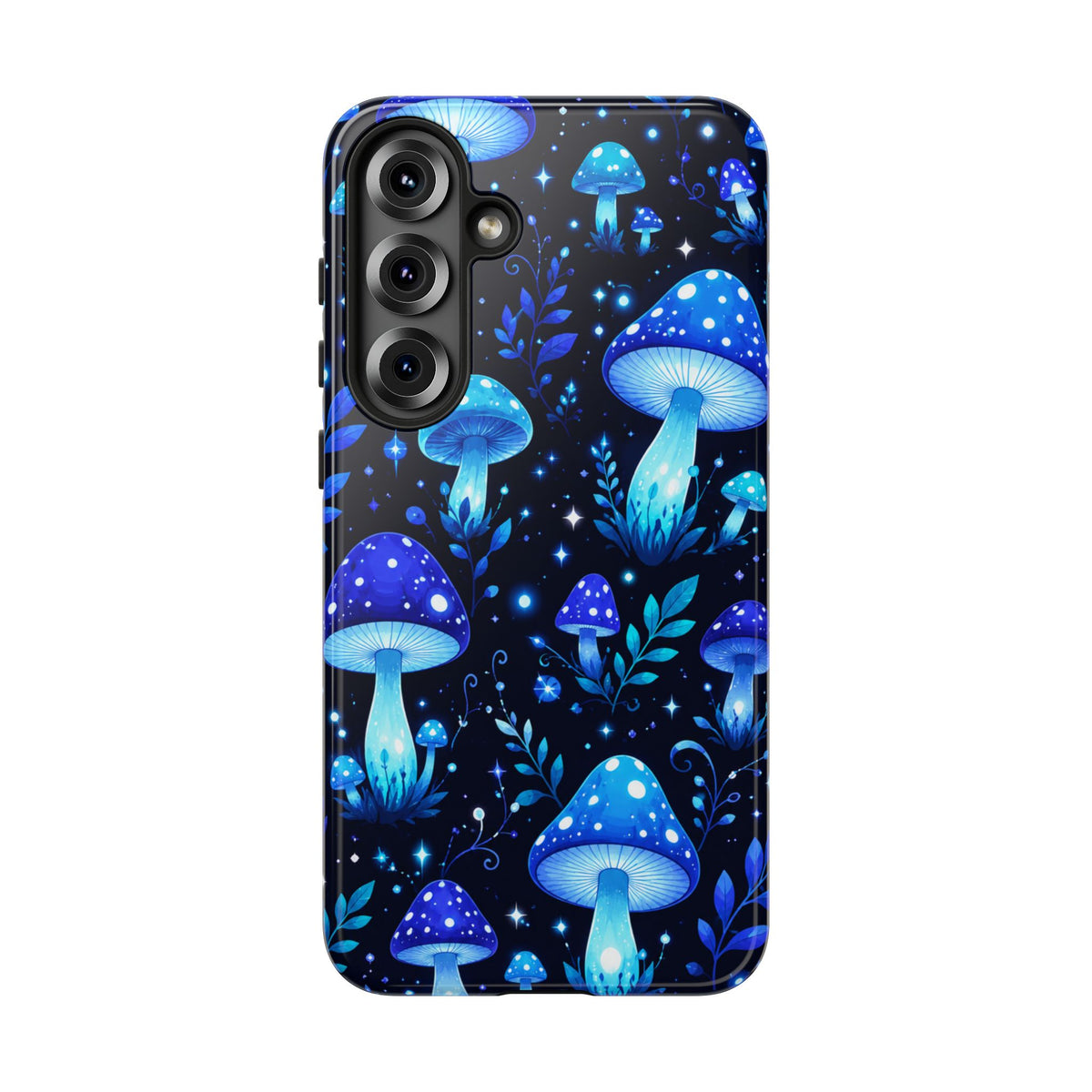 Blue Glowing Mushrooms Phone Case — Psychedelic Fungi Tough Case