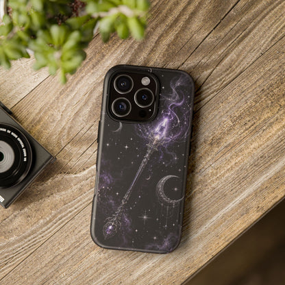 Celestial Magic Wand Phone Case — Mystic Moon & Stars Galaxy Tough Case