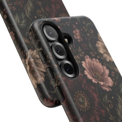 Floral Phone Case — Vintage Dark Botanical Protective Cover