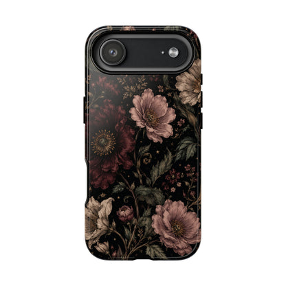 Floral Phone Case — Vintage Dark Botanical Protective Cover