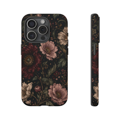Floral Phone Case — Vintage Dark Botanical Protective Cover