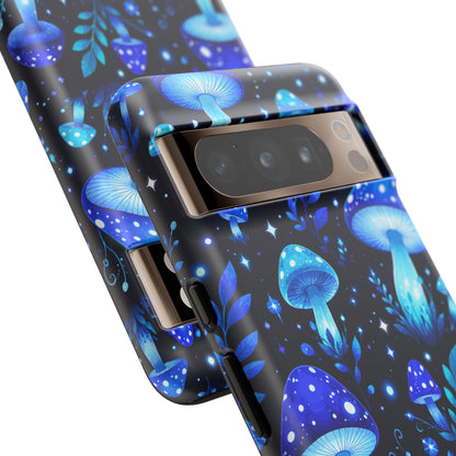 Blue Glowing Mushrooms Phone Case — Psychedelic Fungi Tough Case