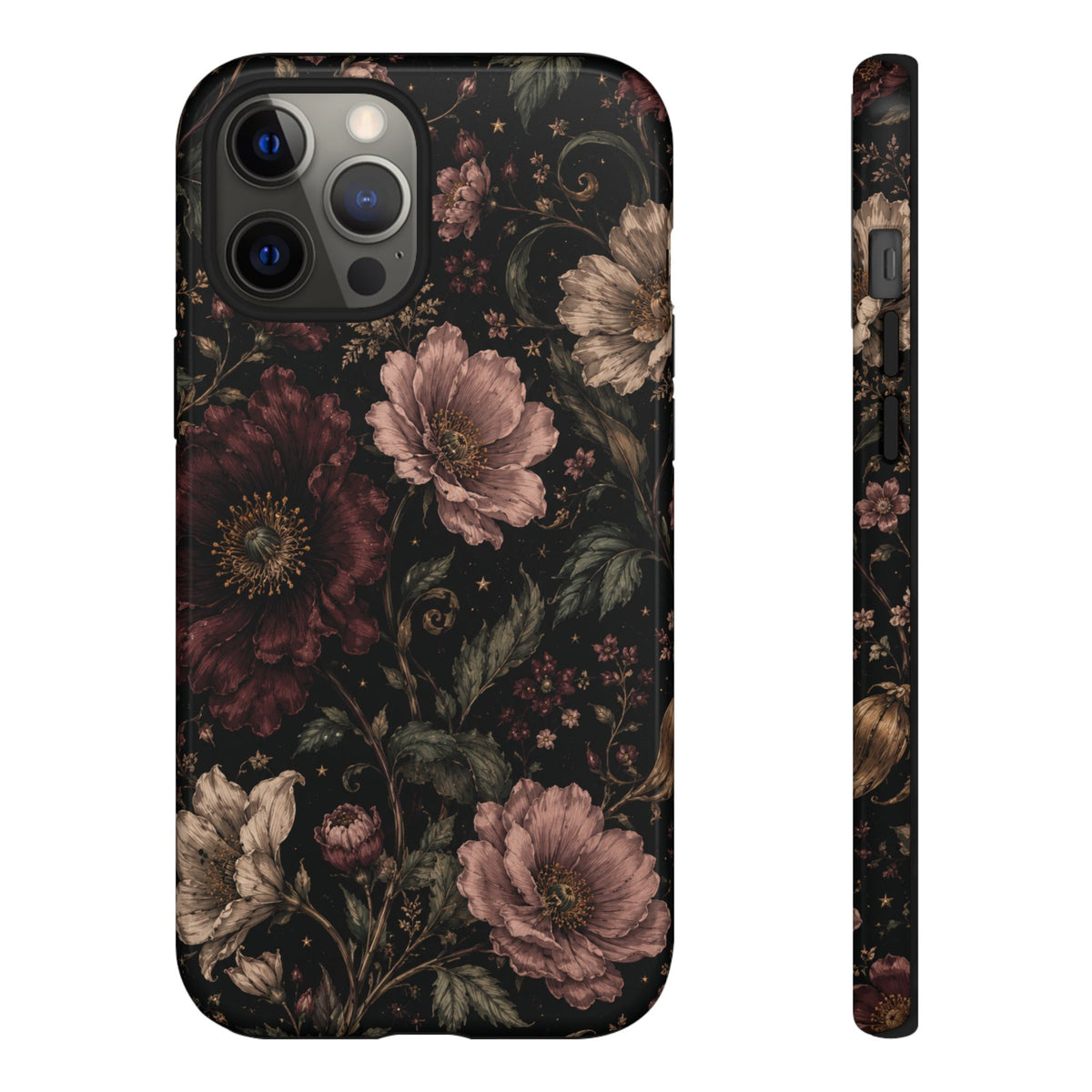 Floral Phone Case — Vintage Dark Botanical Protective Cover