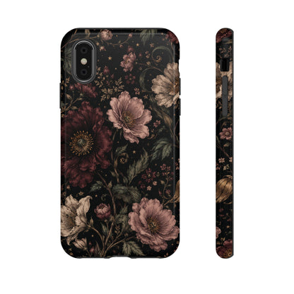 Floral Phone Case — Vintage Dark Botanical Protective Cover