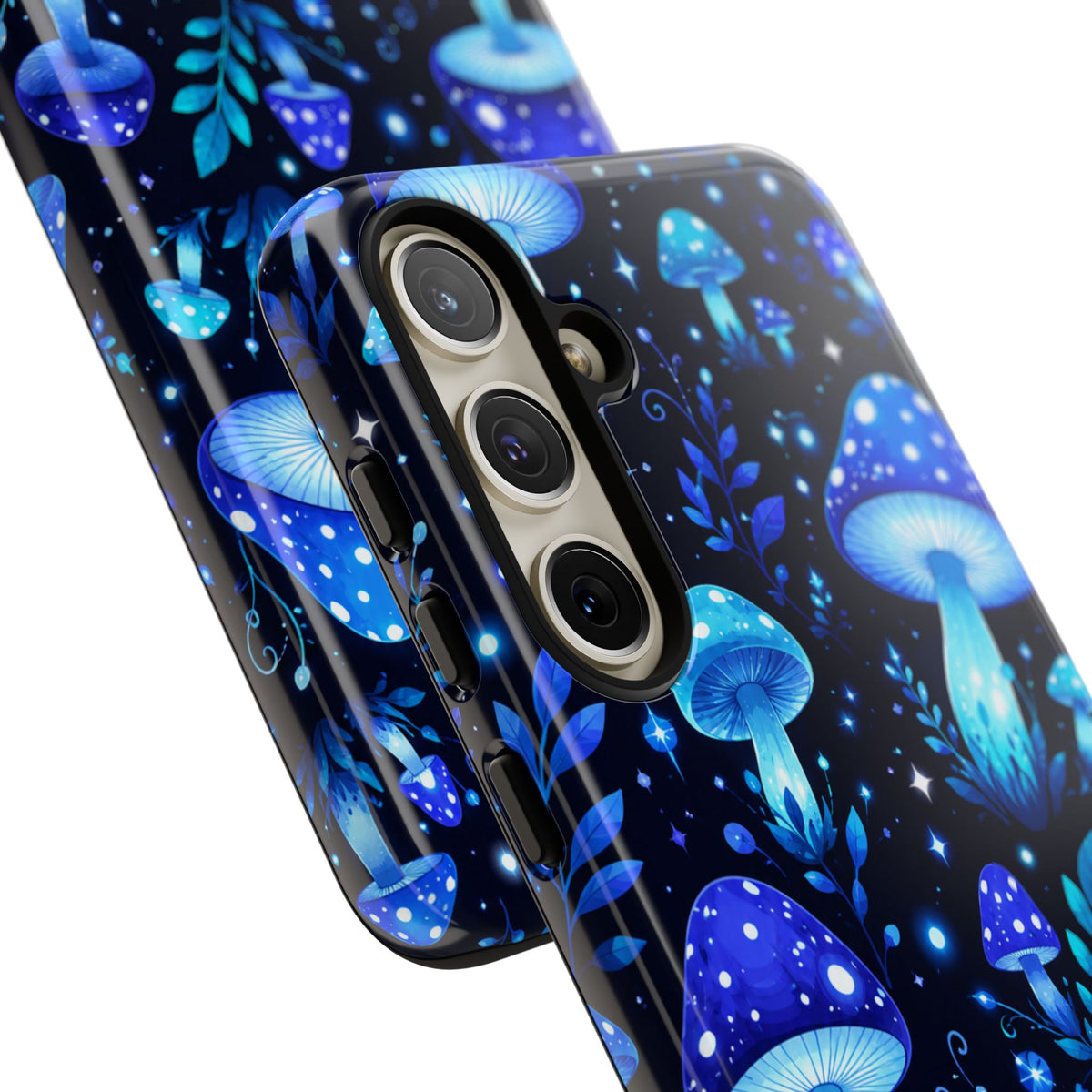 Blue Glowing Mushrooms Phone Case — Psychedelic Fungi Tough Case