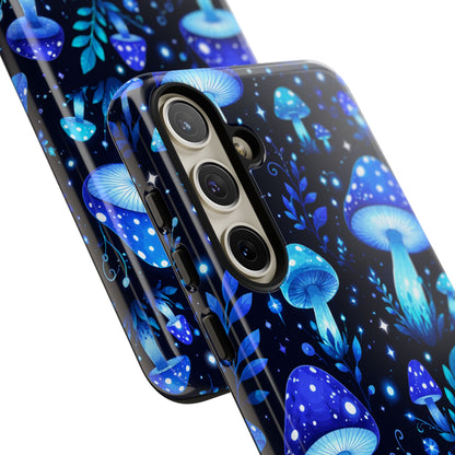 Blue Glowing Mushrooms Phone Case — Psychedelic Fungi Tough Case