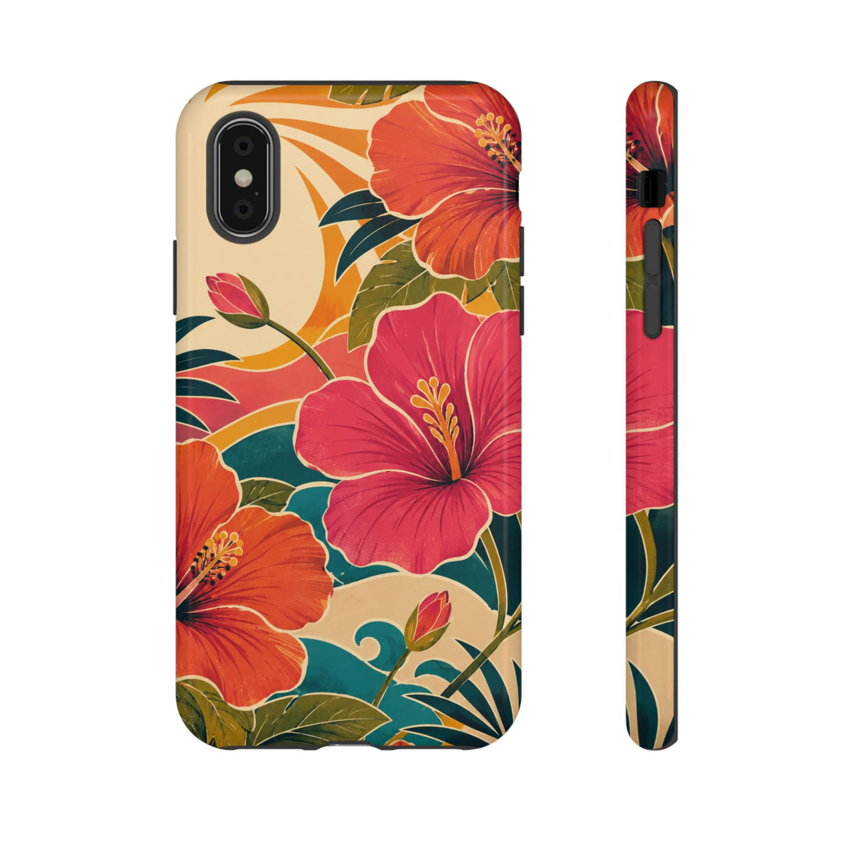 Tropical Floral Tough Phone Case — Sunset Vibes  Protective Cover