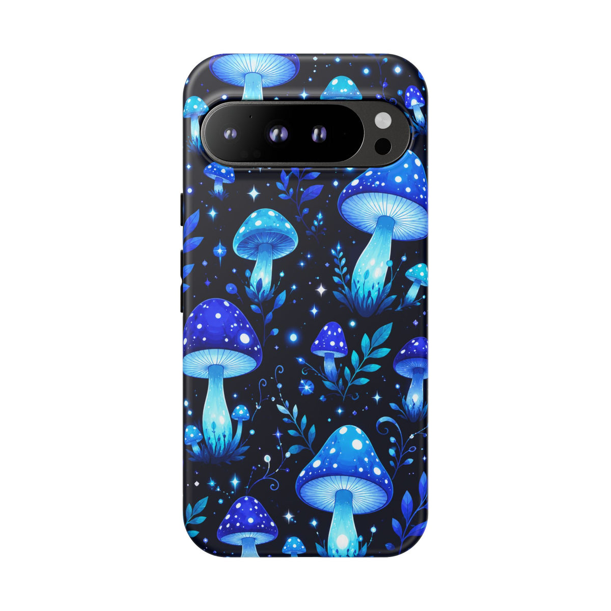 Blue Glowing Mushrooms Phone Case — Psychedelic Fungi Tough Case