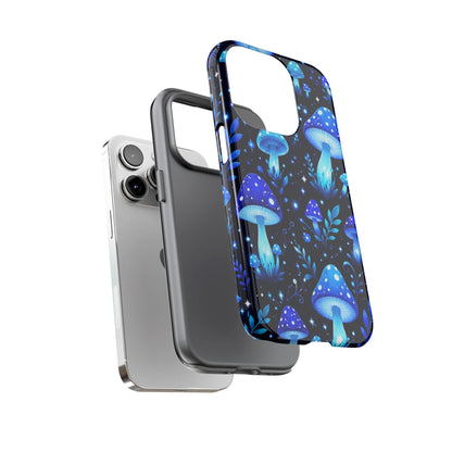 Blue Glowing Mushrooms Phone Case — Psychedelic Fungi Tough Case