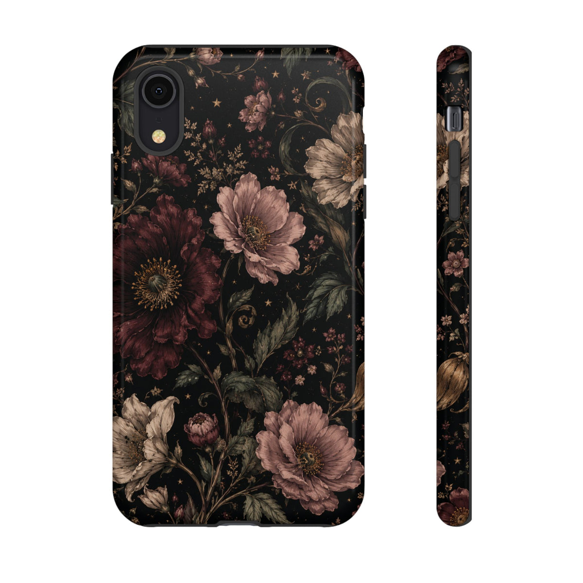 Floral Phone Case — Vintage Dark Botanical Protective Cover