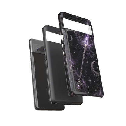 Celestial Magic Wand Phone Case — Mystic Moon & Stars Galaxy Tough Case