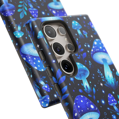 Blue Glowing Mushrooms Phone Case — Psychedelic Fungi Tough Case
