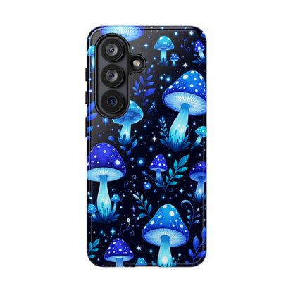 Blue Glowing Mushrooms Phone Case — Psychedelic Fungi Tough Case