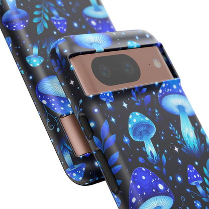 Blue Glowing Mushrooms Phone Case — Psychedelic Fungi Tough Case