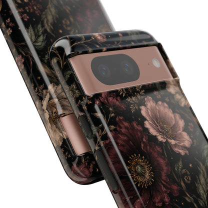 Floral Phone Case — Vintage Dark Botanical Protective Cover