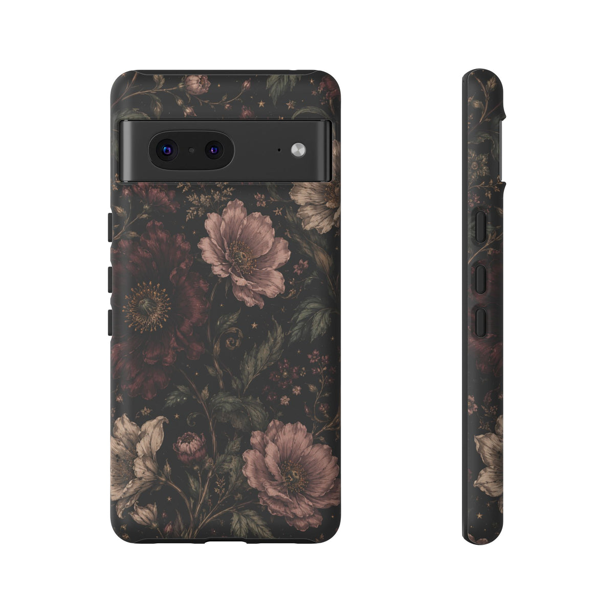 Floral Phone Case — Vintage Dark Botanical Protective Cover