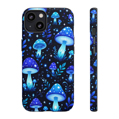 Blue Glowing Mushrooms Phone Case — Psychedelic Fungi Tough Case