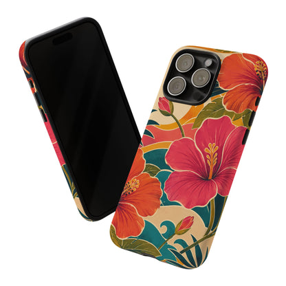 Tropical Floral Tough Phone Case — Sunset Vibes  Protective Cover