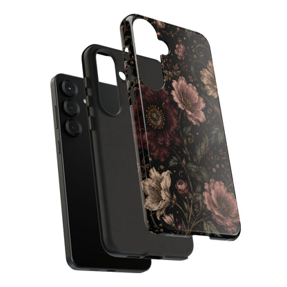 Floral Phone Case — Vintage Dark Botanical Protective Cover