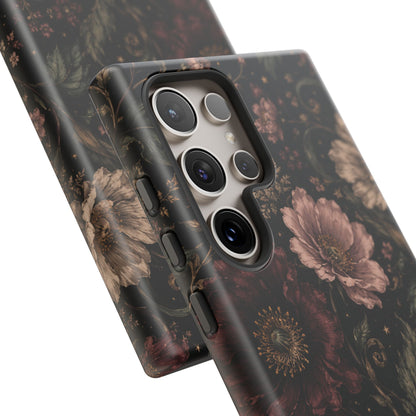 Floral Phone Case — Vintage Dark Botanical Protective Cover