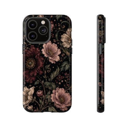 Floral Phone Case — Vintage Dark Botanical Protective Cover
