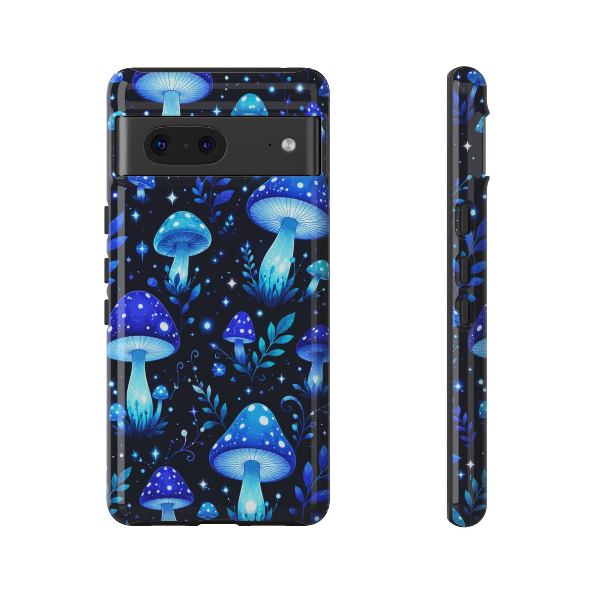 Blue Glowing Mushrooms Phone Case — Psychedelic Fungi Tough Case